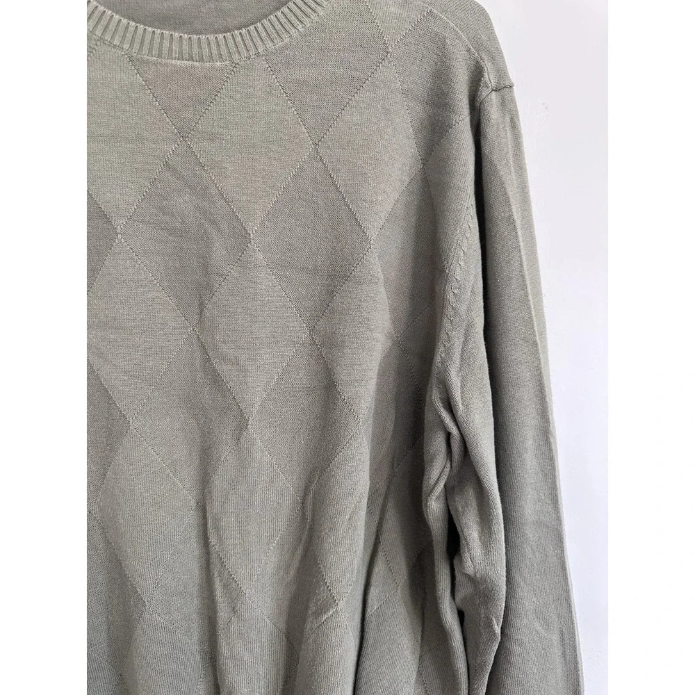 Vintage St. Johns Bay 90s Sweater Crew Neck 100% Cotton Olive Green Mens LARGE